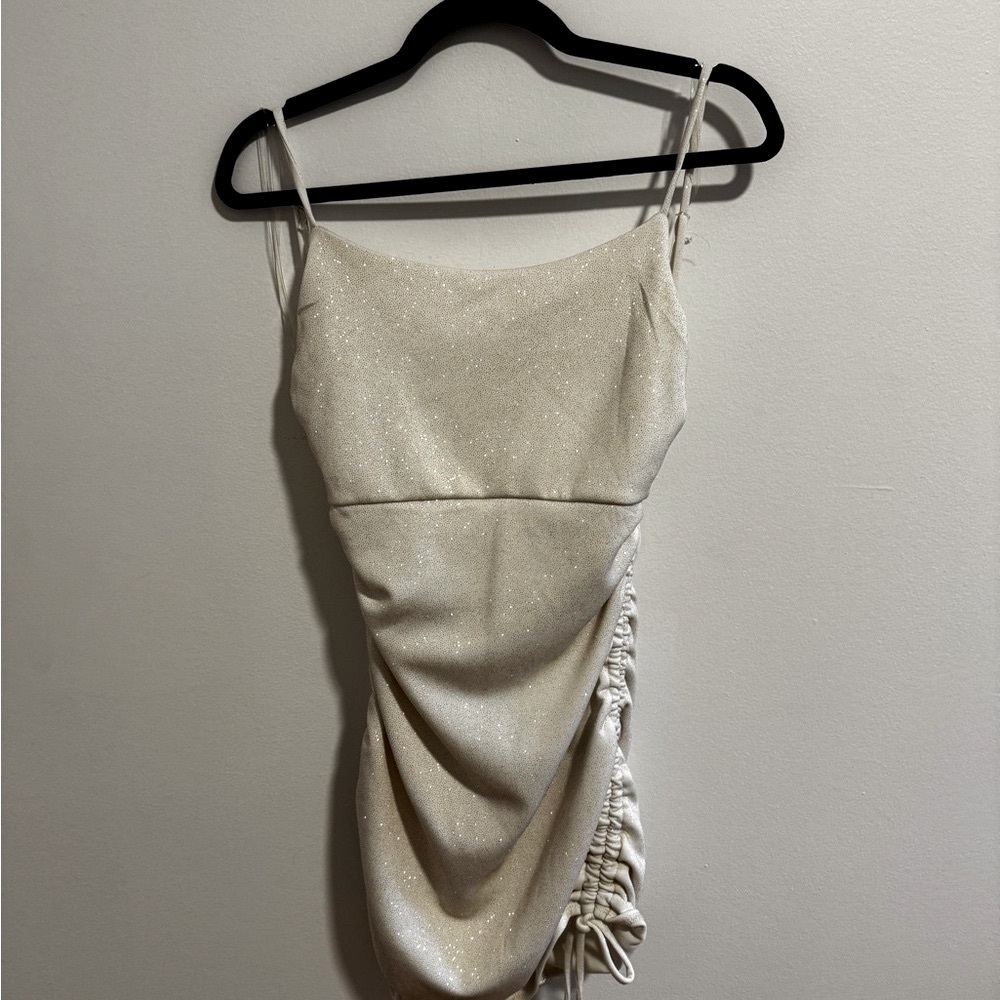 Sparkly Beige Mini Dress